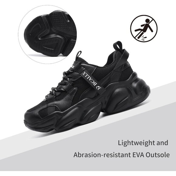 Women's Black Walking Comfortable Breathable Athletic Sneakers Non-Slip Shoes - Picture 6 of 6